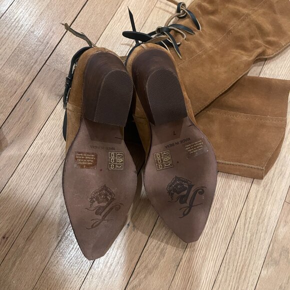 Free People Back-lace Sway Low Slouchy Boots Military Taupe Suede NWOB 9.5 - Picture 6 of 7